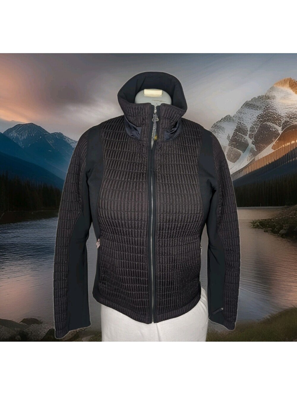 Vuarnet Ski Jacket Black Pro-line Team Quilted Performance Baselayer Womens 6 42
